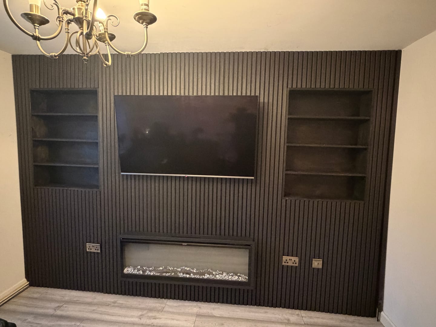 Customer photo review of Acoustic Slat Wall Panels Wooden Decorative Wall Panels Black Oak Premium 2.4m x 0.6m