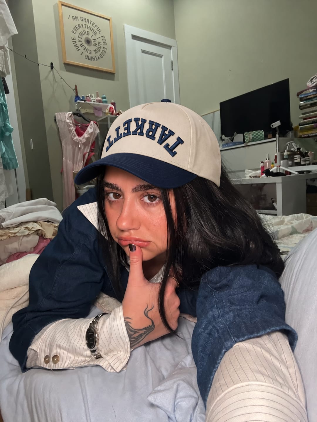 Customer photo review of Upside Down Text Snapback Hat – Custom Embroidered Cap