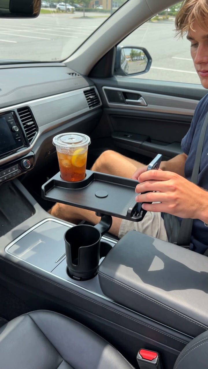 Customer photo review of Swivel Car Cup Holder Tray with Phone Stand