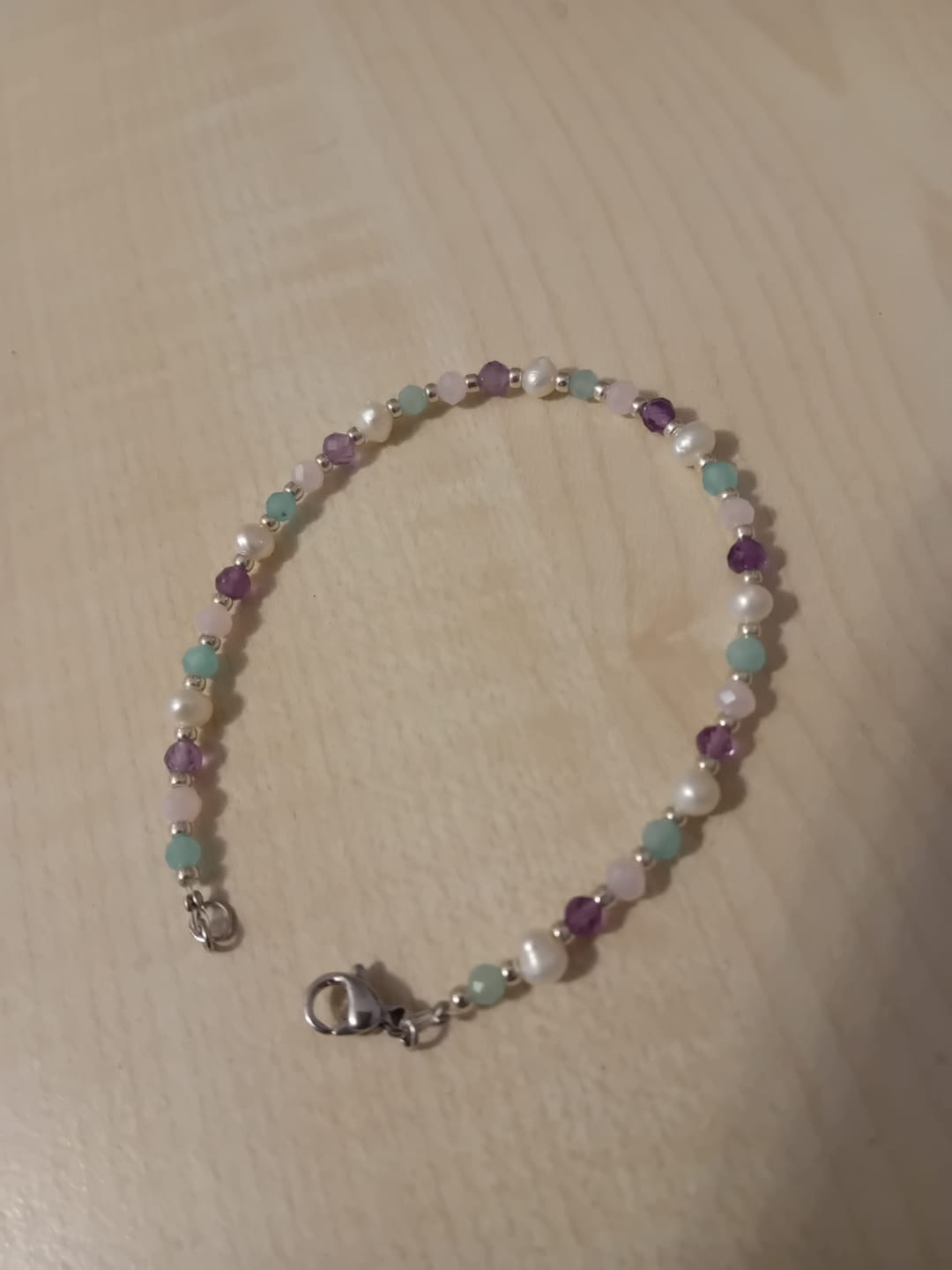 Customer photo review of PIPER - Bracelet amazonite & améthyste doré/argenté