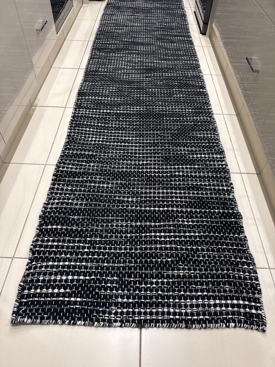 Customer photo review of Nordic Black White Reversible Wool Hall Runner