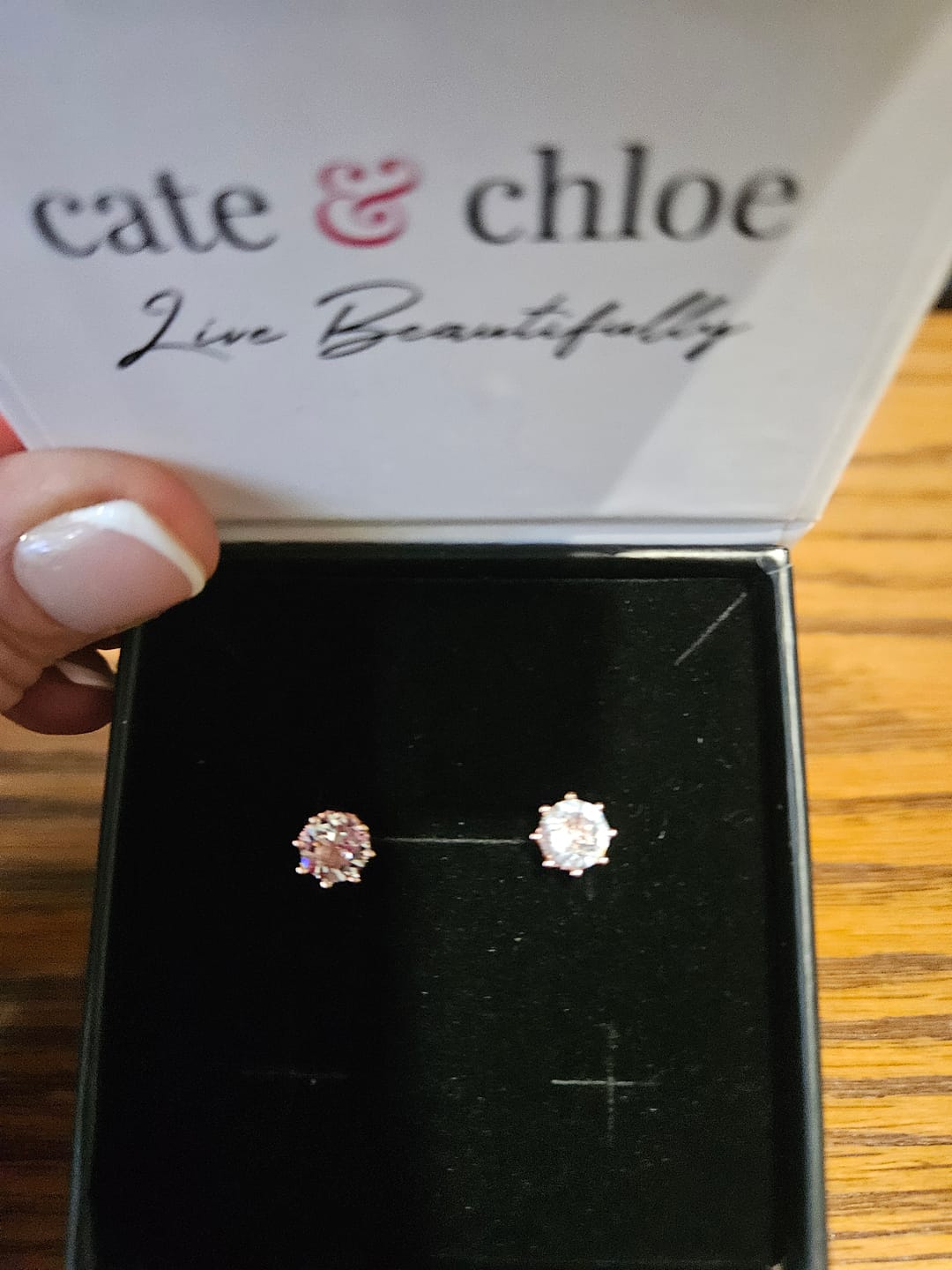 Customer photo review of Eden 18k White Gold Plated Crystal Stud Earrings with Swarovski Crystals