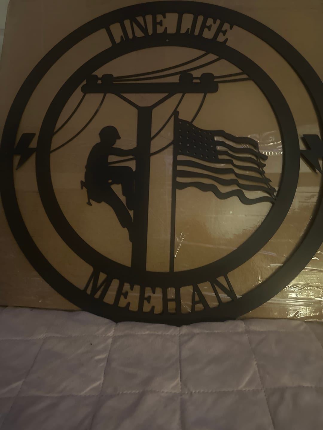 Customer photo review of Lineman Line Life Custom Metal Sign