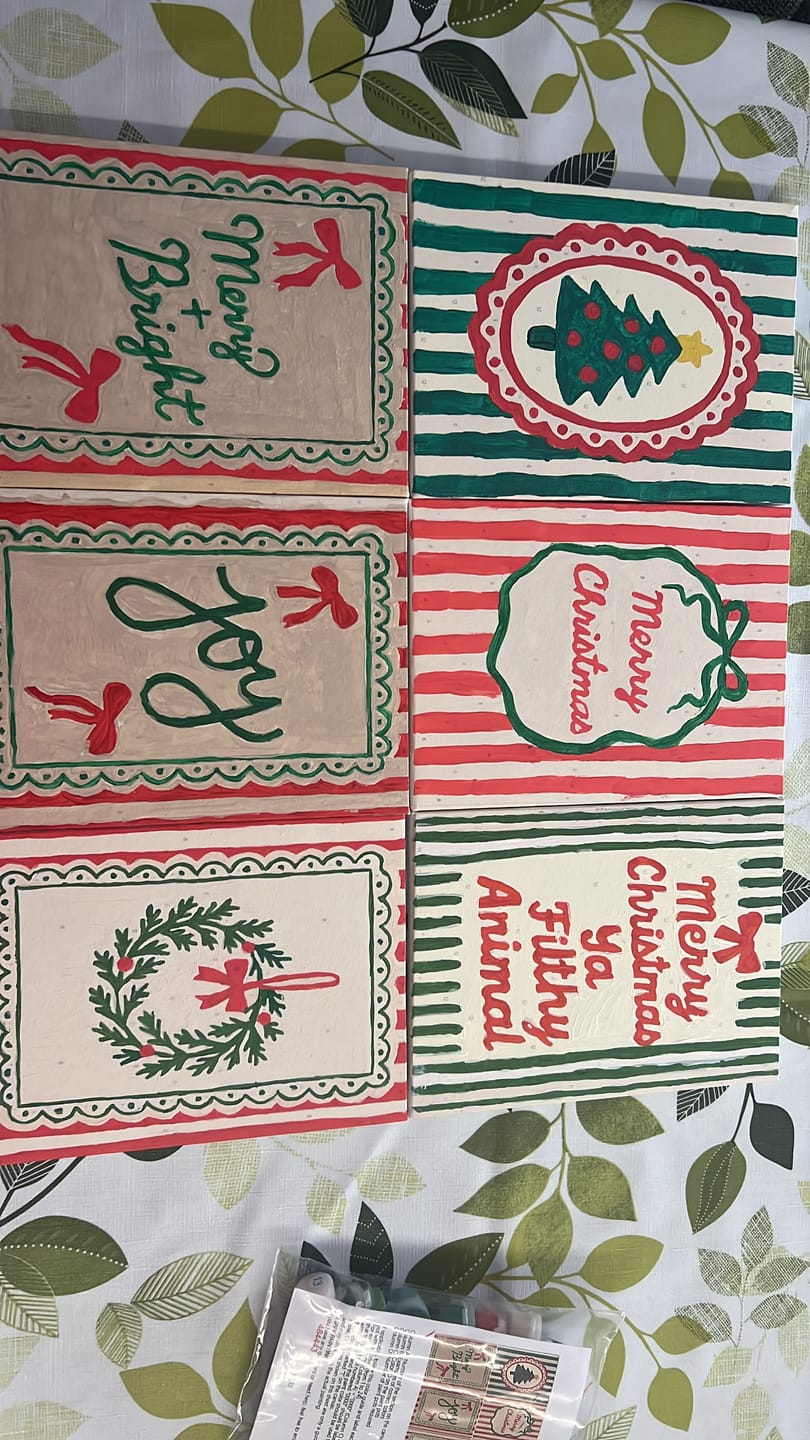 Customer photo review of 6 Mini Paintings - Christmas Stripes Set