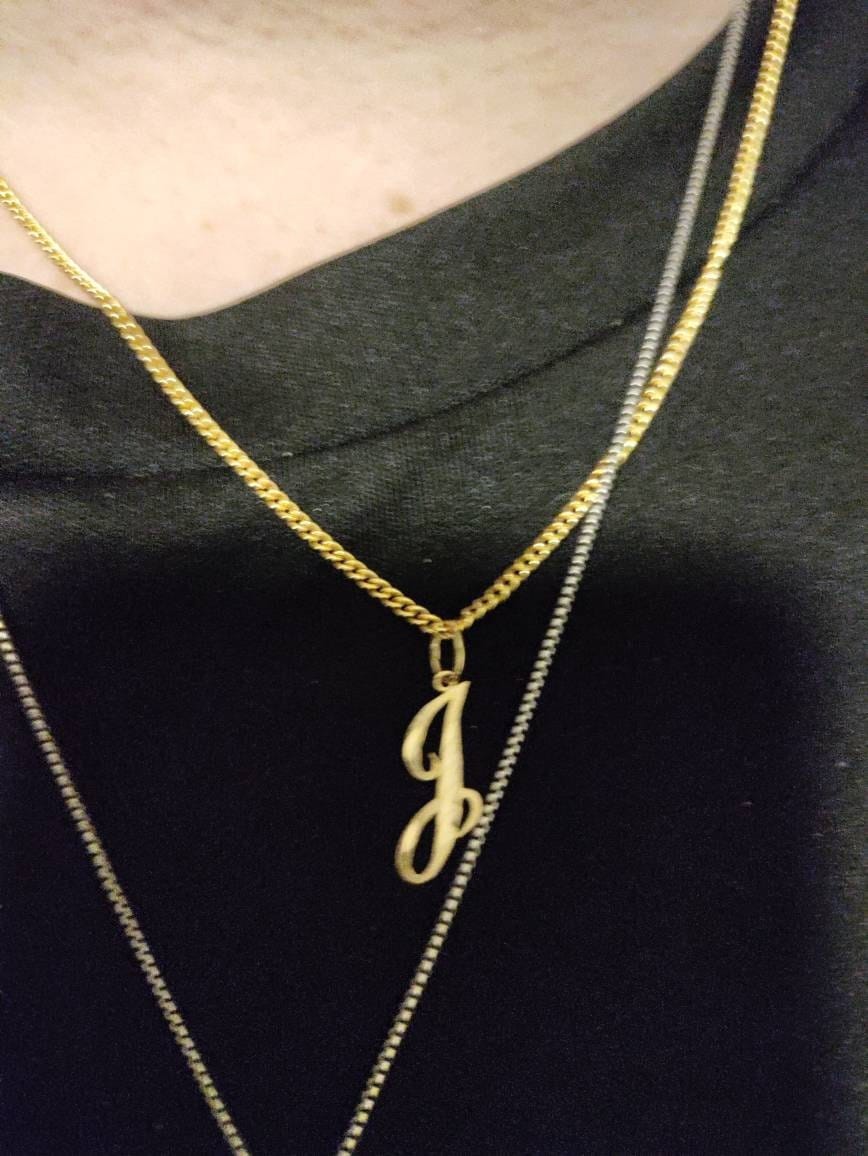 Customer photo review of 14K Gold Initial J Necklace
