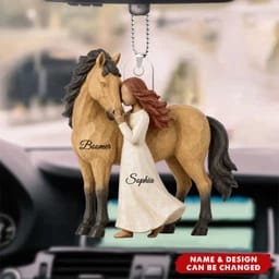 Customer photo review of Girl Standing With Horse - Personalized Acrylic Car Ornament