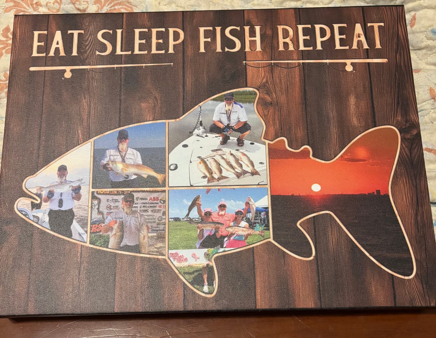 Customer photo review of Personalized Fishing Canvas Print Gift For Husband, Dad, Or Boyfriend, Custom Fisherman Photo Collage