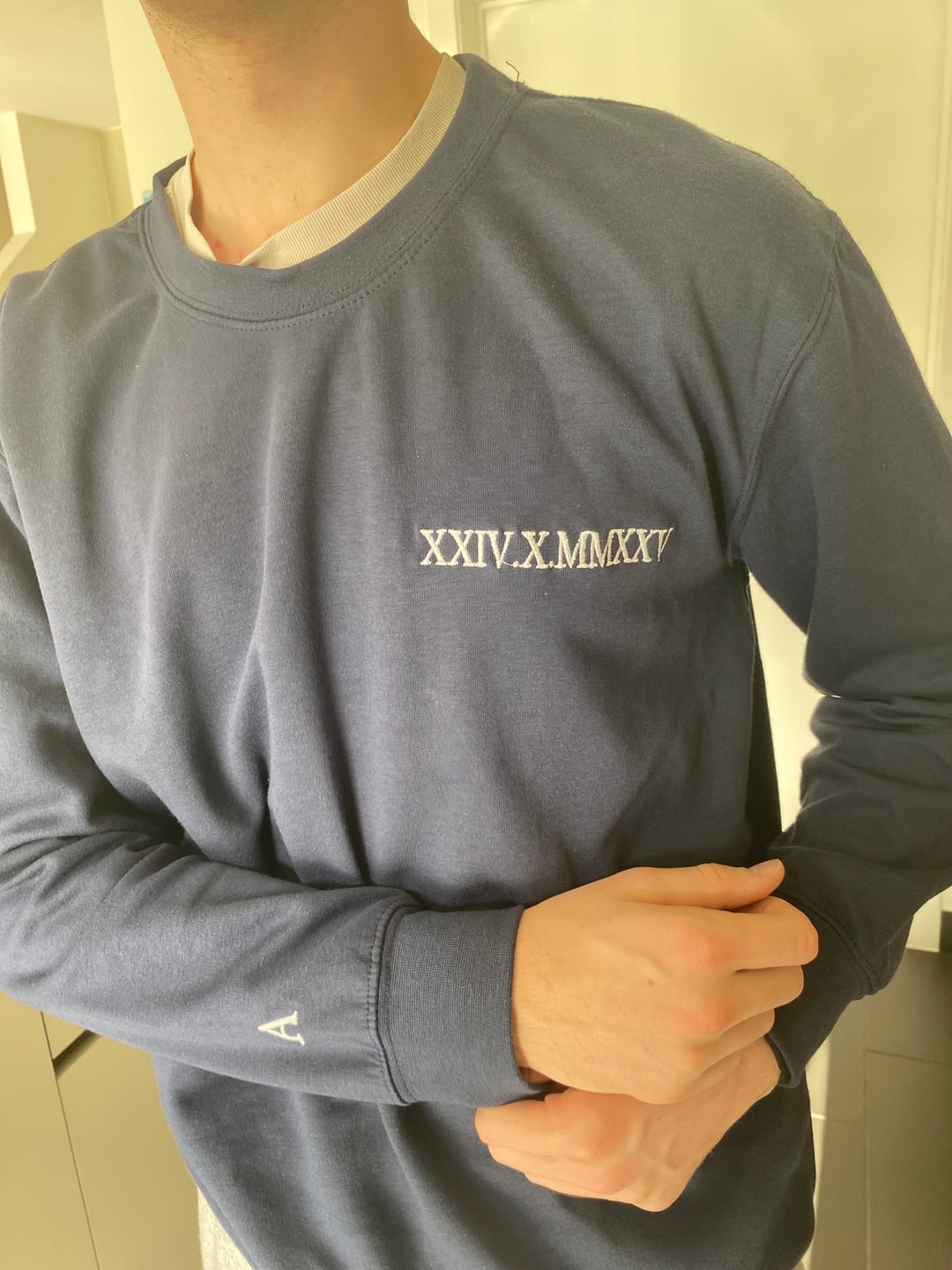Customer photo review of Custom Embroidered Roman Numeral Sweatshirt