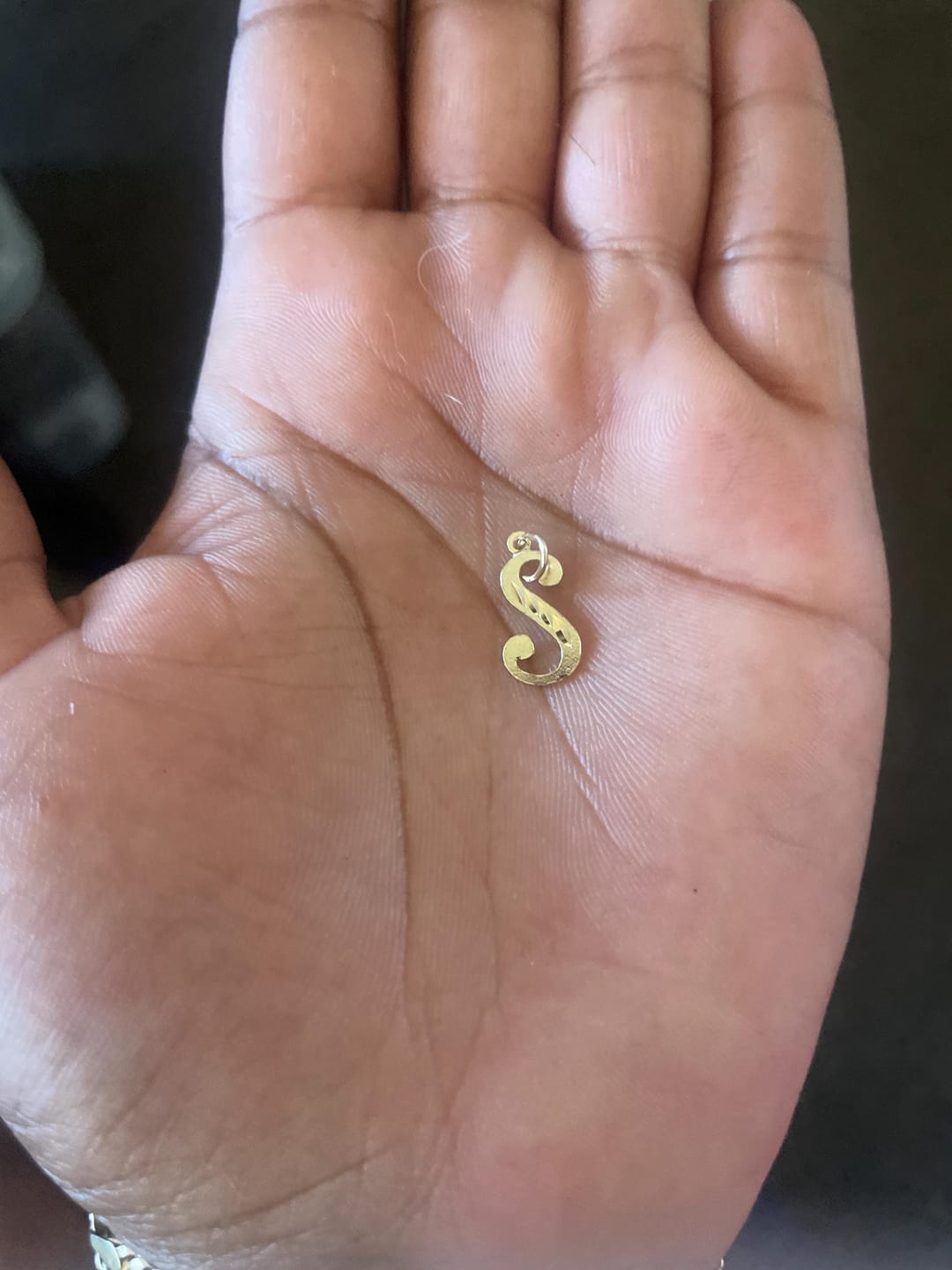 Customer photo review of 14K Gold Initial S Charm Pendant