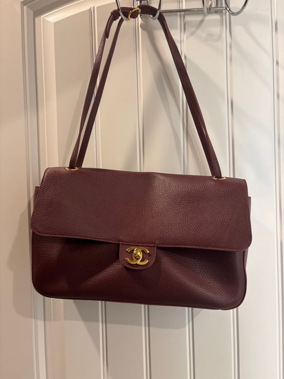 Customer photo review of Chanel 2026 Maxi Bag 32cm Burgundy Calfskin Gold Hardware