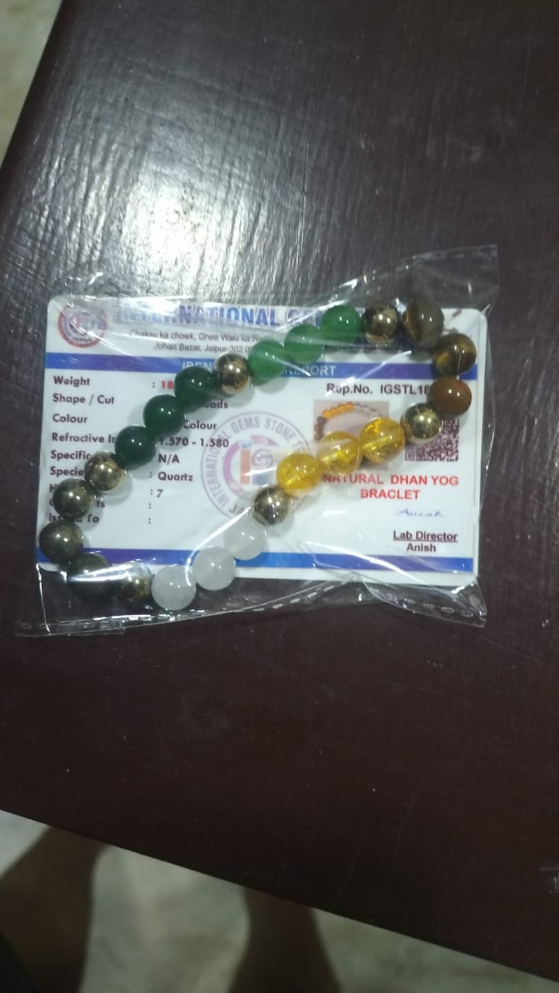 Customer photo review of Dhan Yog Bracelet – Natural Gemstone Bracelet for Prosperity & Abundance