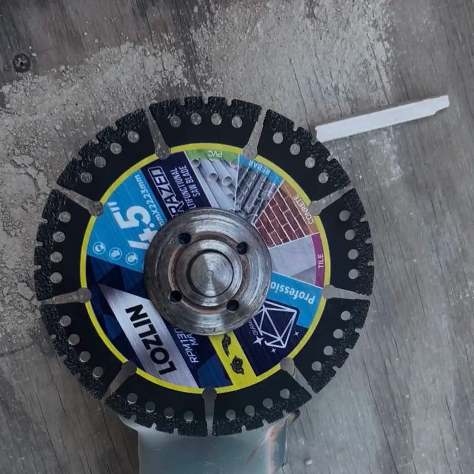 Customer photo review of LOZLIN 4.5" Multi-Material Cutting Disc for Angle Grinders – Dry Cutting for Concrete, Metal, Tile, PVC & Cast Iron