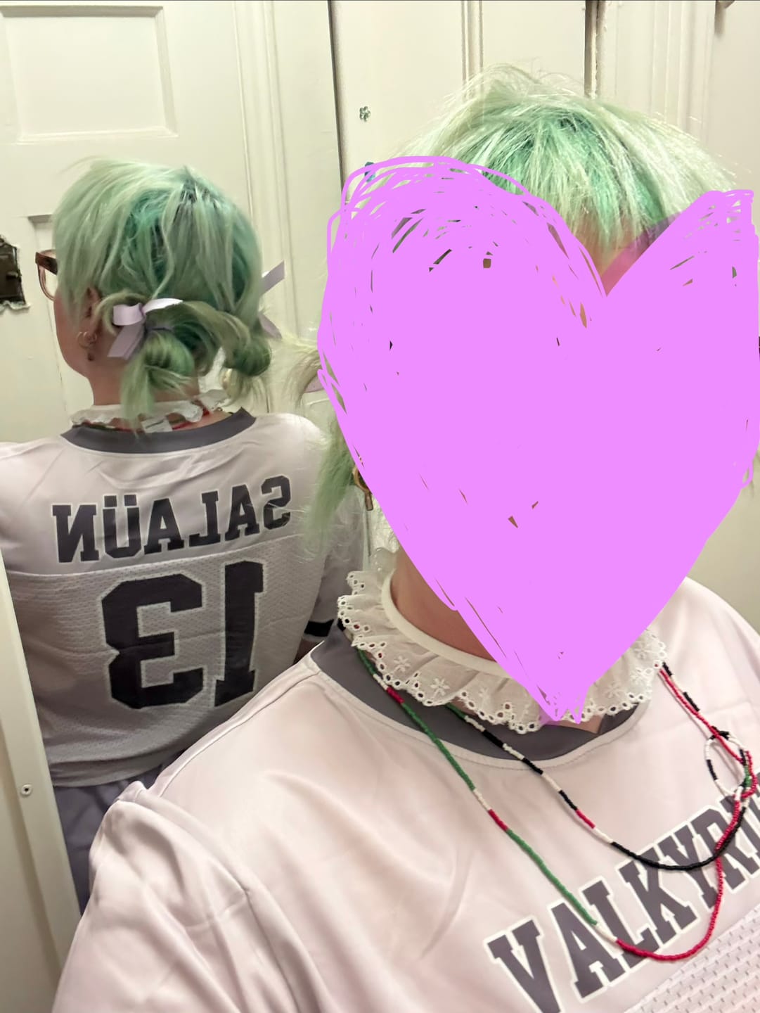 Customer photo review of Custom Women's Crop Football Jersey Lilac and Gray - Design Your Own