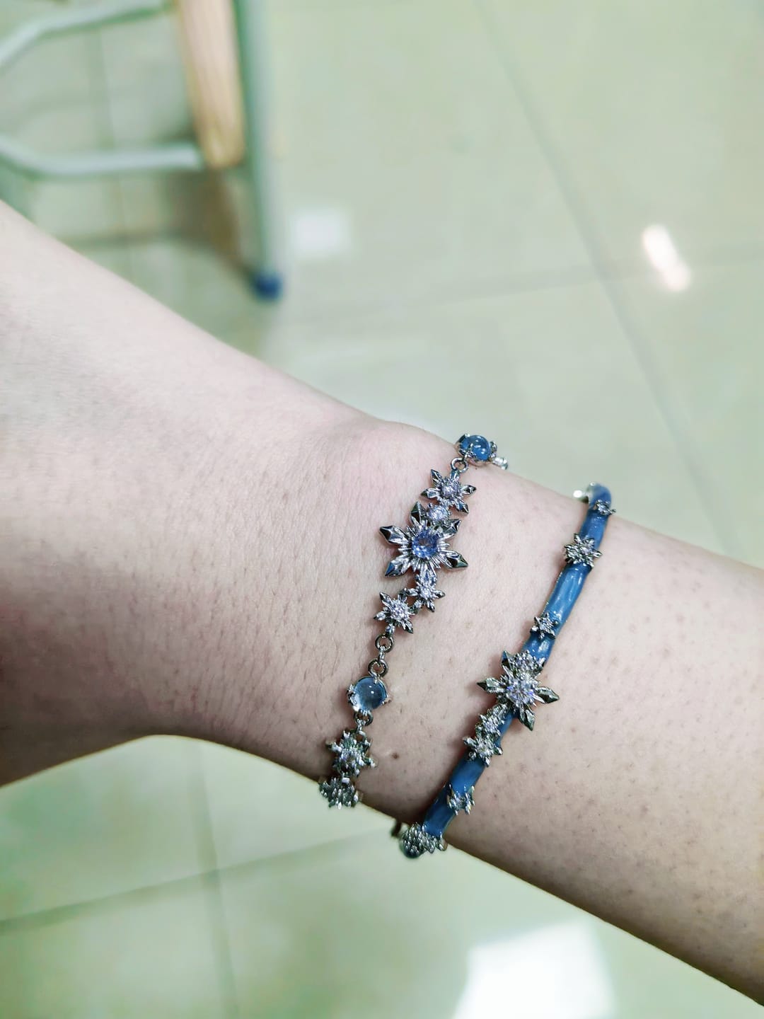 Customer photo review of "Snow Land" Platinum Plated Snowflake Charm Bracelet
