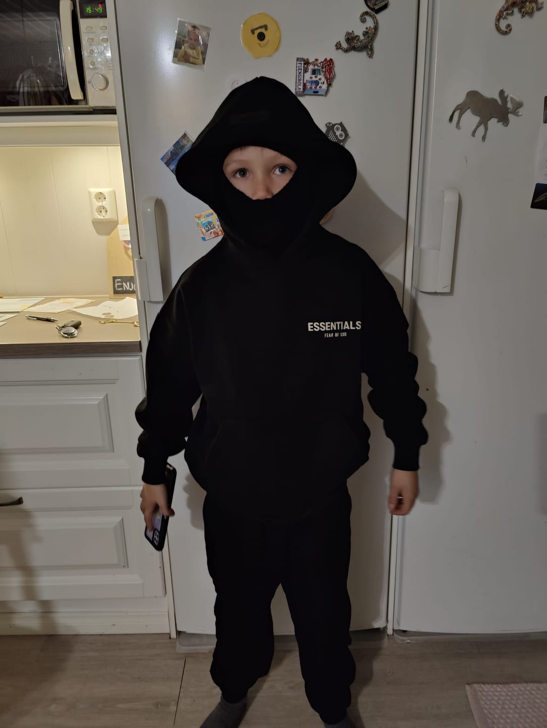 Customer photo review of Fear of God Essentials Hoodie Stretch Limo (Kids)