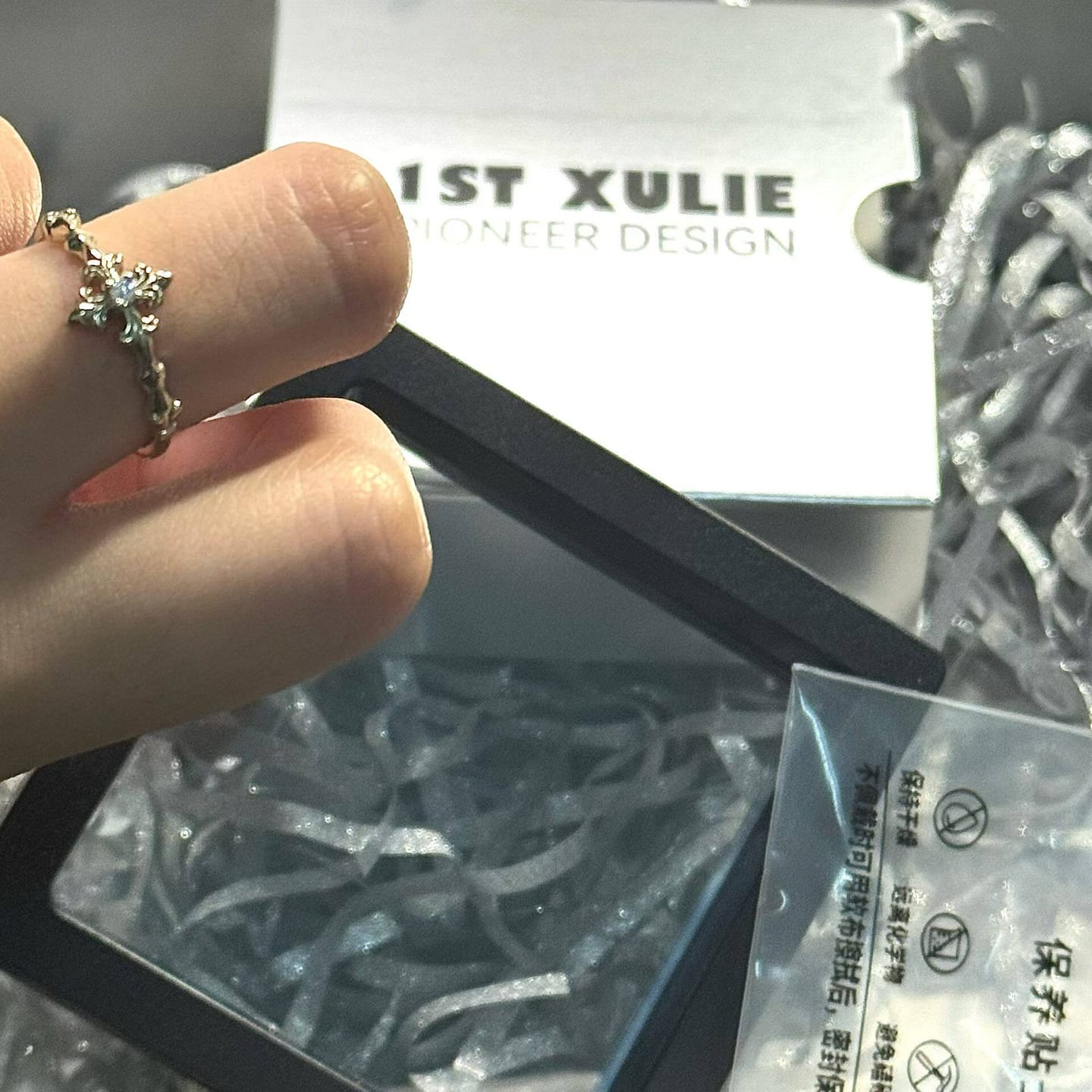 Customer photo review of "Bastet" 925 Sterling Silver Vintage Iris Adjustable Pinky Ring