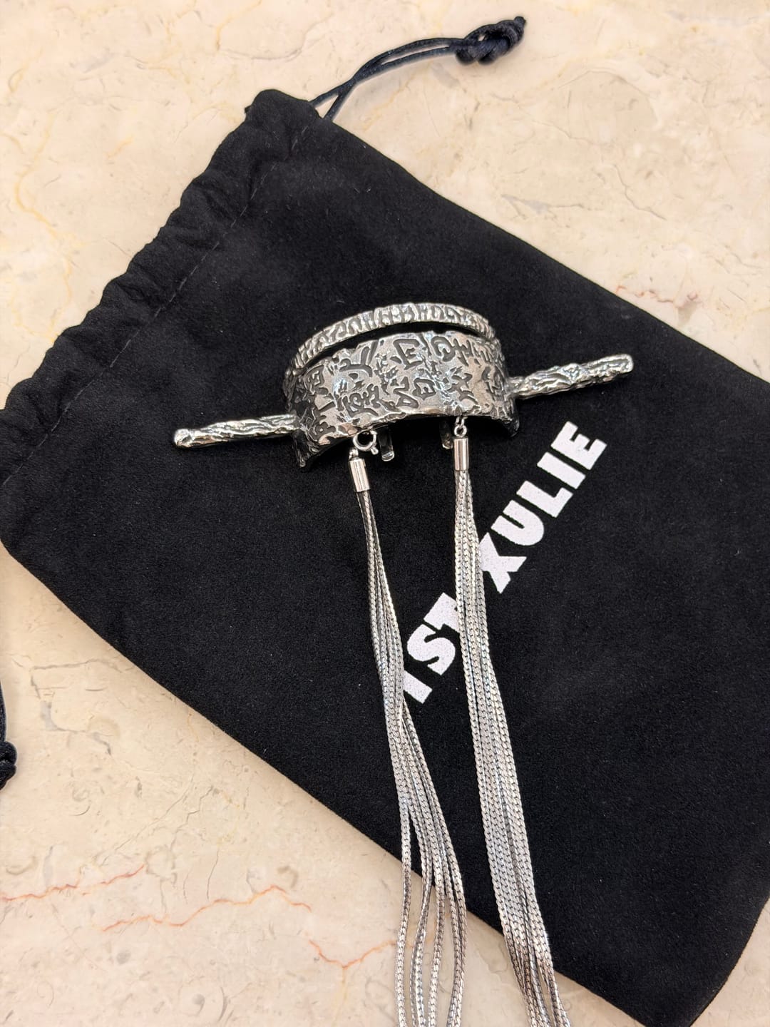 Customer photo review of "MONOLOGUES" Thai Silver Plated Vintage Monologue Tassel Hairpin, Statement Hair Stick