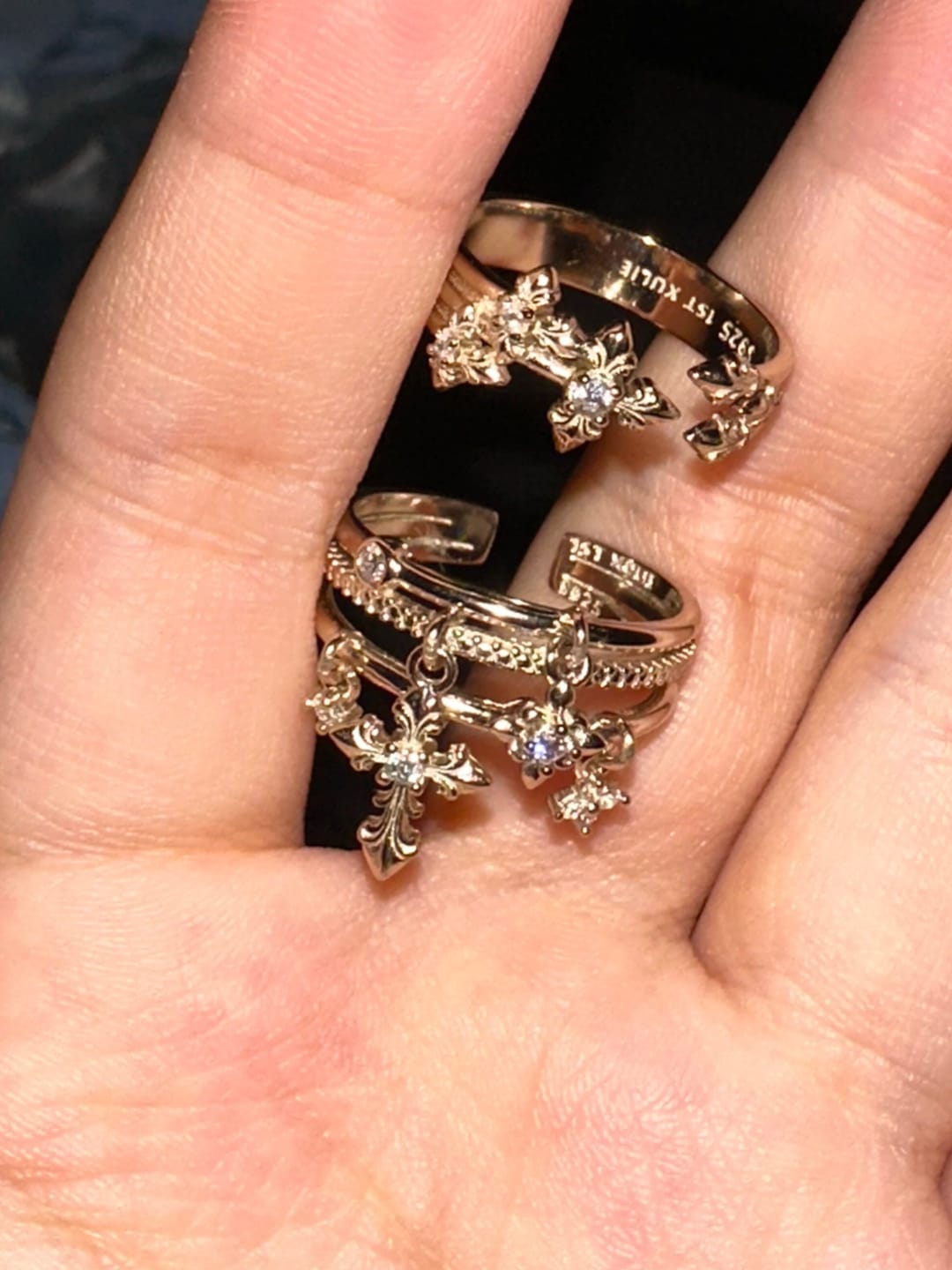 Customer photo review of "Bastet" 14K Gold Plated Elegant Statement Iris Adjustable Ring