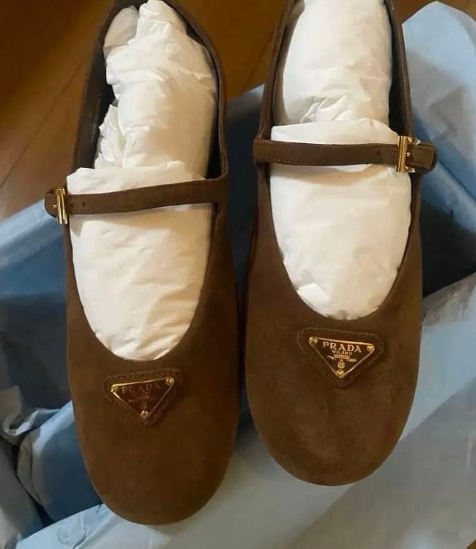 Customer photo review of Prada 2026 Ballet Flat Suede Sheepskin 715617