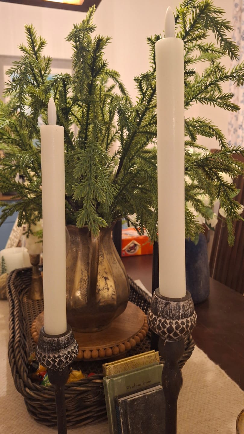 Customer photo review of Flameless Taper Candle Set