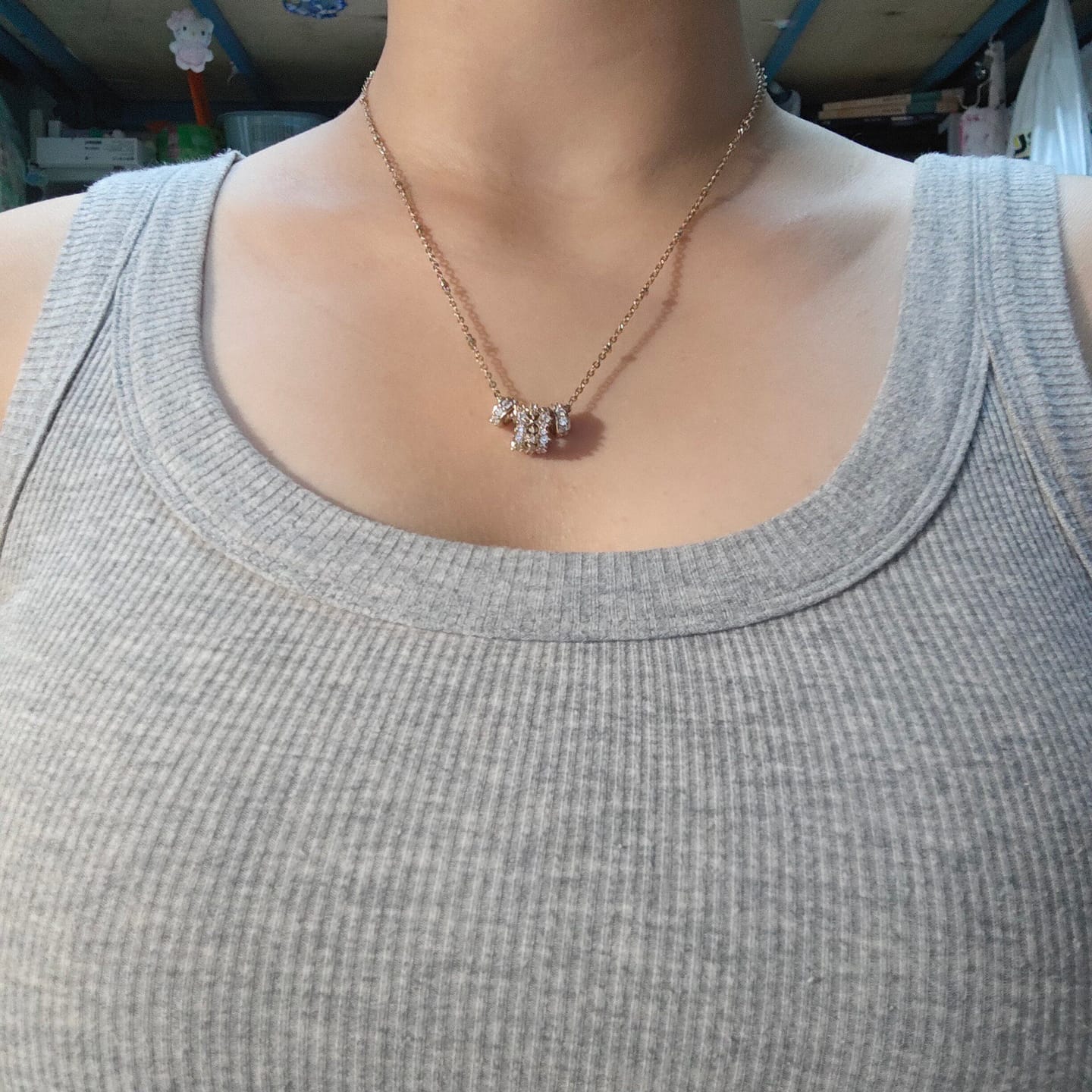 Customer photo review of "Bastet" 14K Gold Plated Vintage Sacred Iris Pendant Necklace, Floral Statement Jewelry