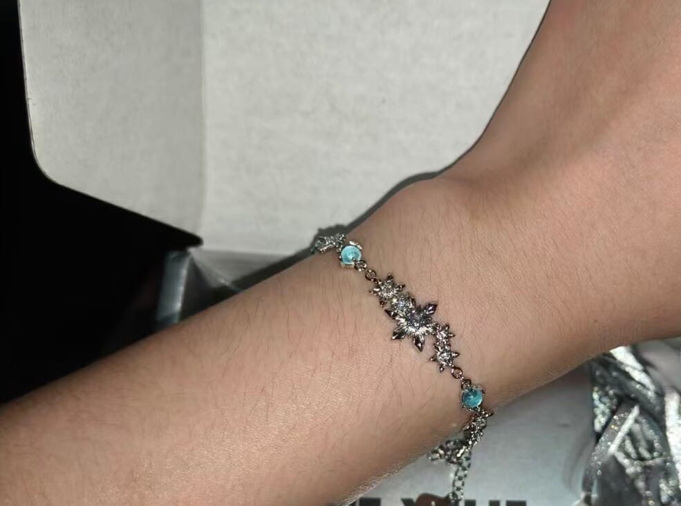 Customer photo review of "Snow Land" Platinum Plated Snowflake Charm Bracelet