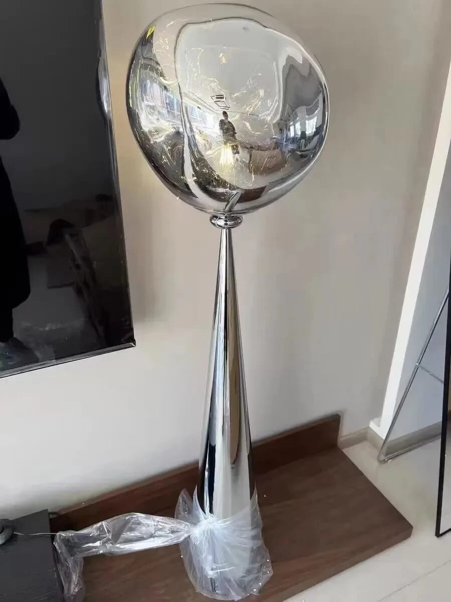 Customer photo review of Floor Lamp, Distorted Acrylic Shade, Conical Steel Stem, 145–155 cm