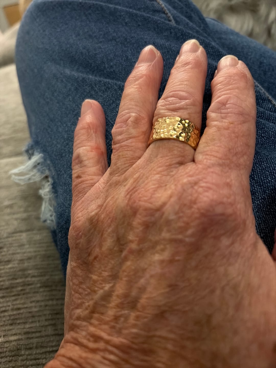 Customer photo review of Grecian Hammered Silver Stacking Ring