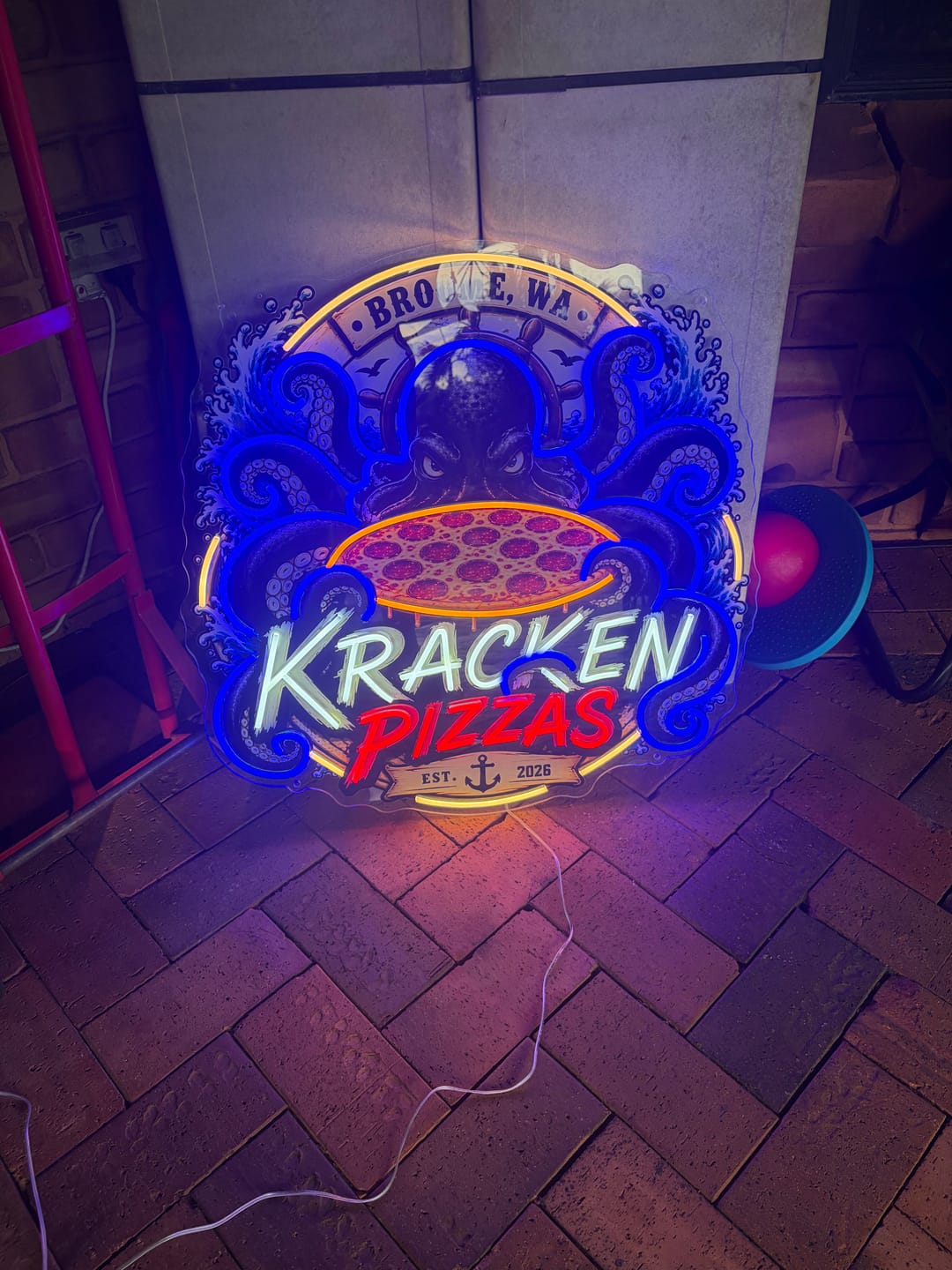 Customer photo review of KRACKEN PIZZAS | LED Neon Sign