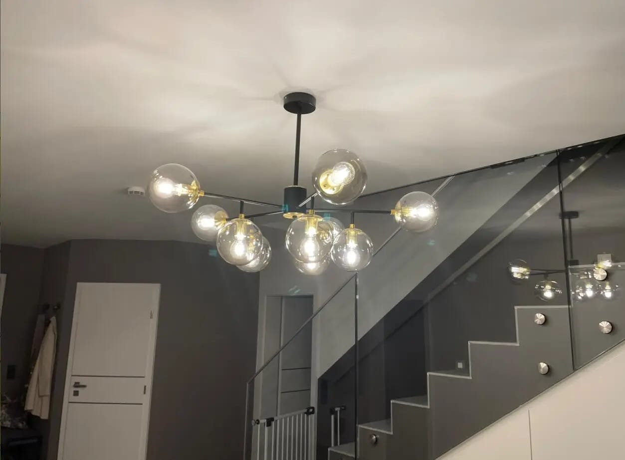 Customer photo review of Glass Chandelier, Iron Arms with Blown Glass Globes, 70–90 cm