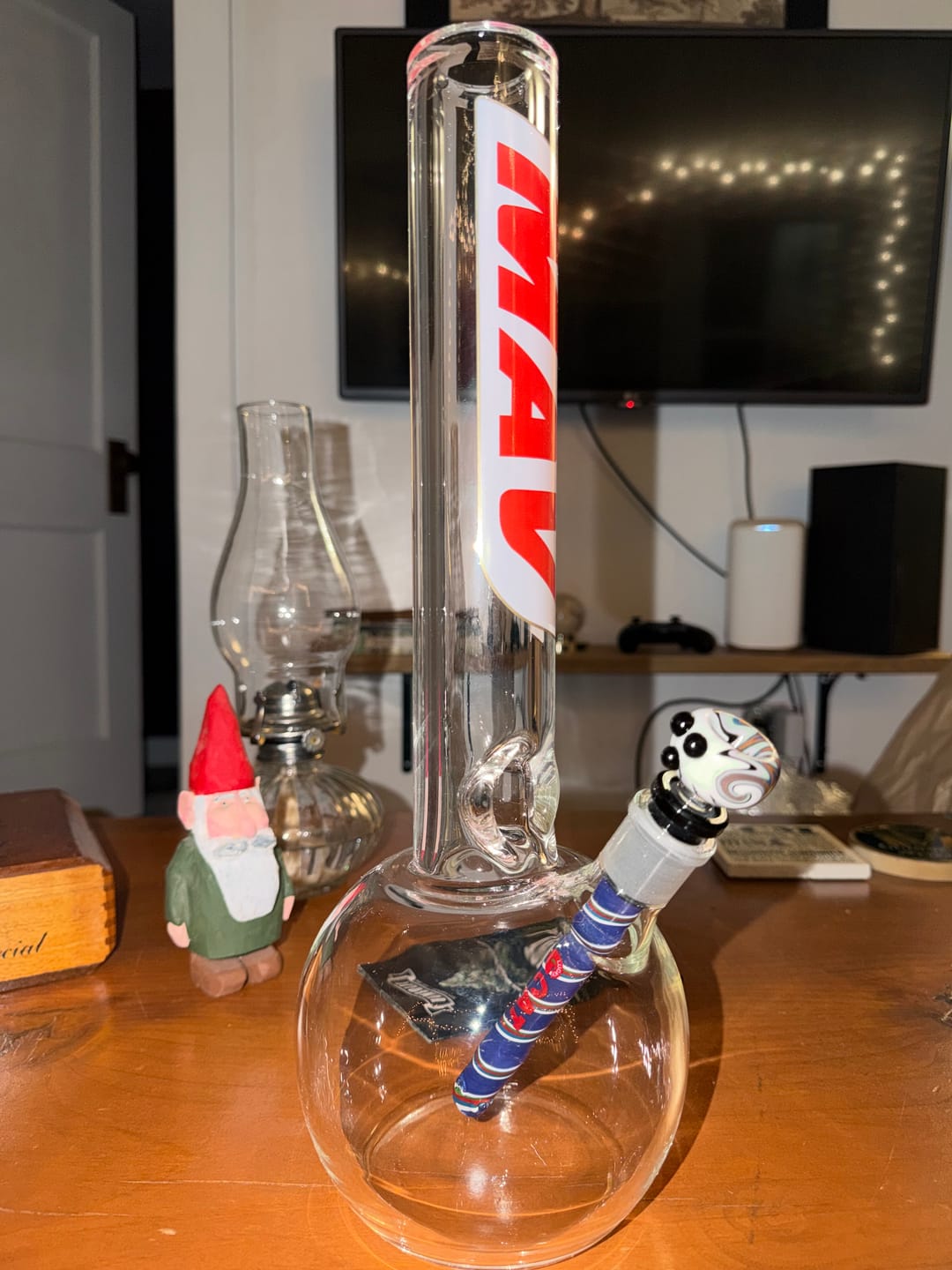 Customer photo review of 16" 9mm Old School Bubble Bottom Bong Retro Logo