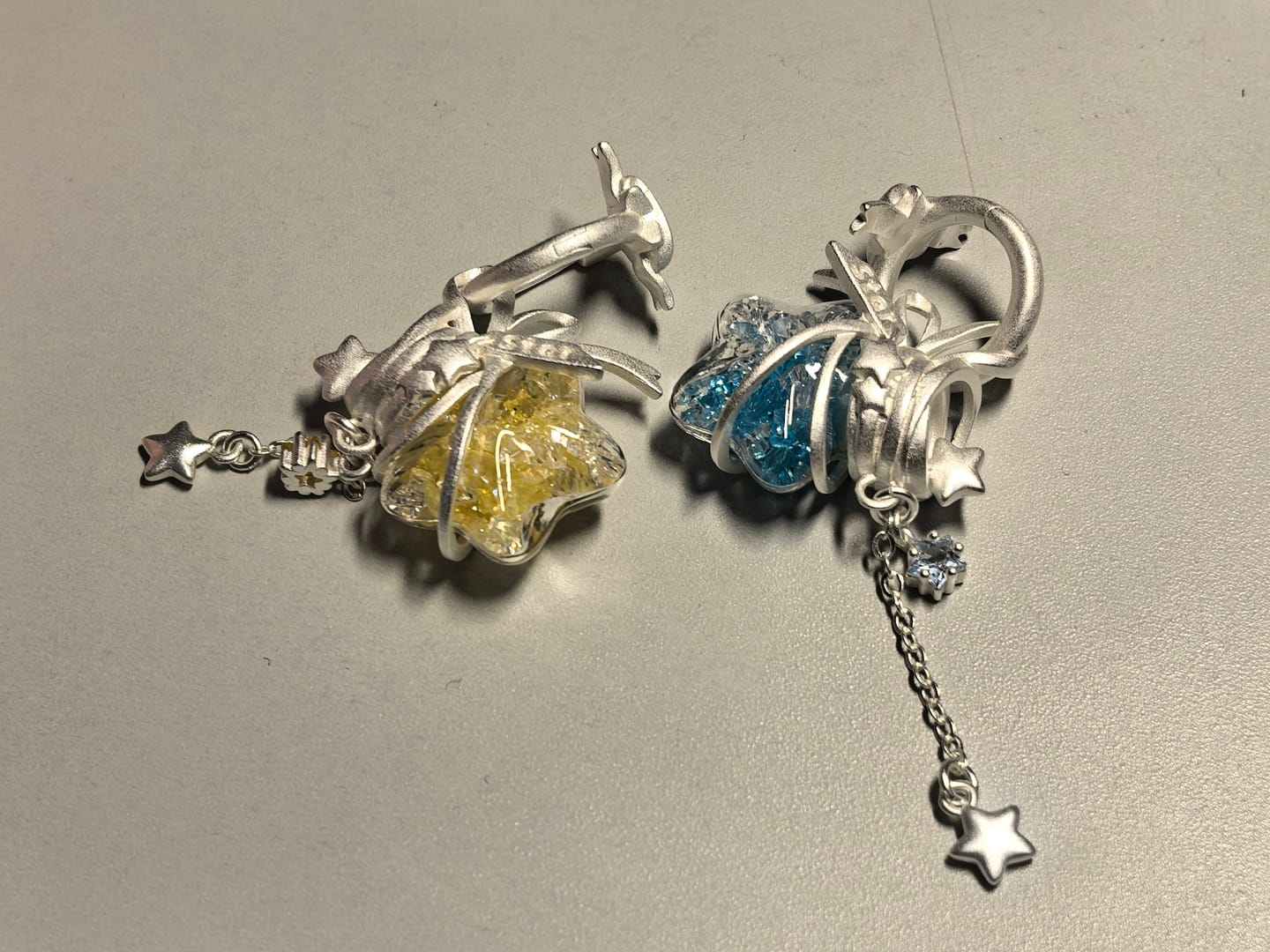 Customer photo review of "WISHING STAR" Platinum Plated Wishing Bottle Dangle Earrings