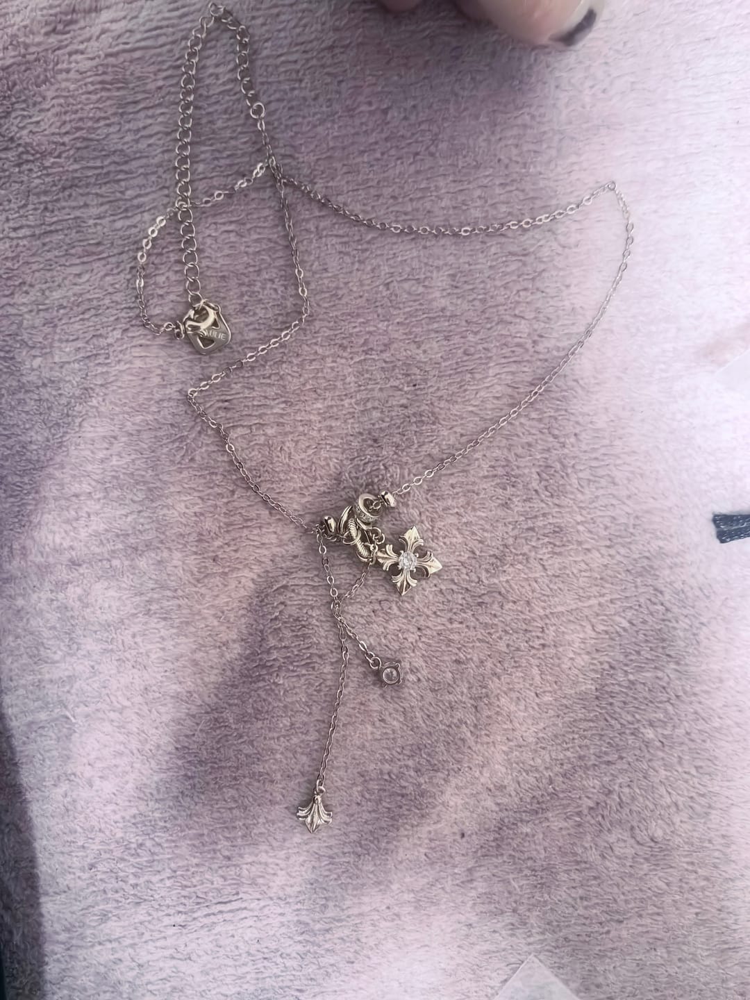 Customer photo review of "Bastet" Vintage Iris Pendant Necklace, with Zirconia