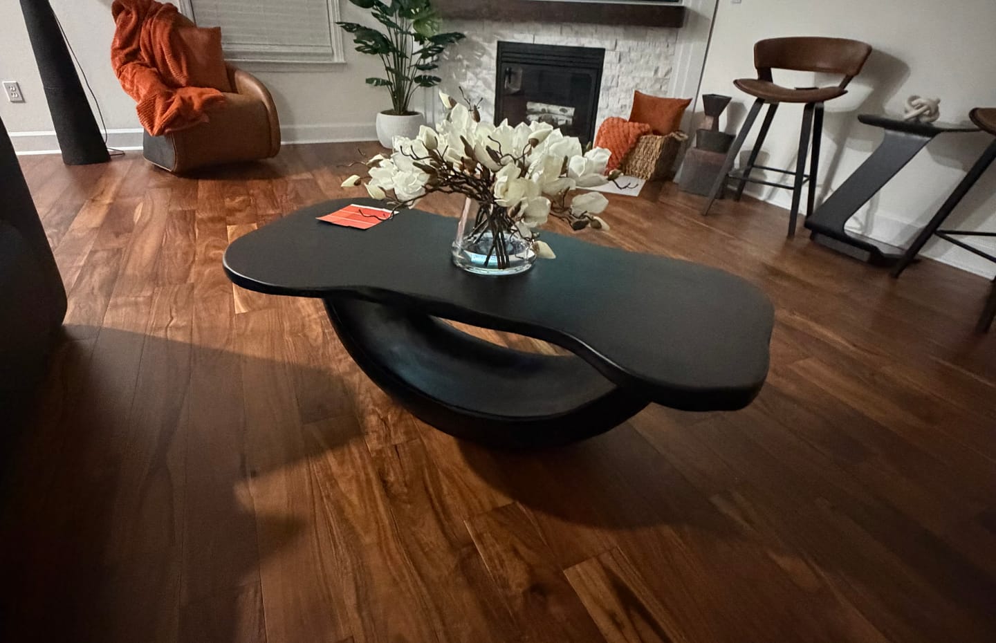 Customer photo review of Farmhouse Wooden Live Edge Coffee Table Livingroom Decor Haunted Look