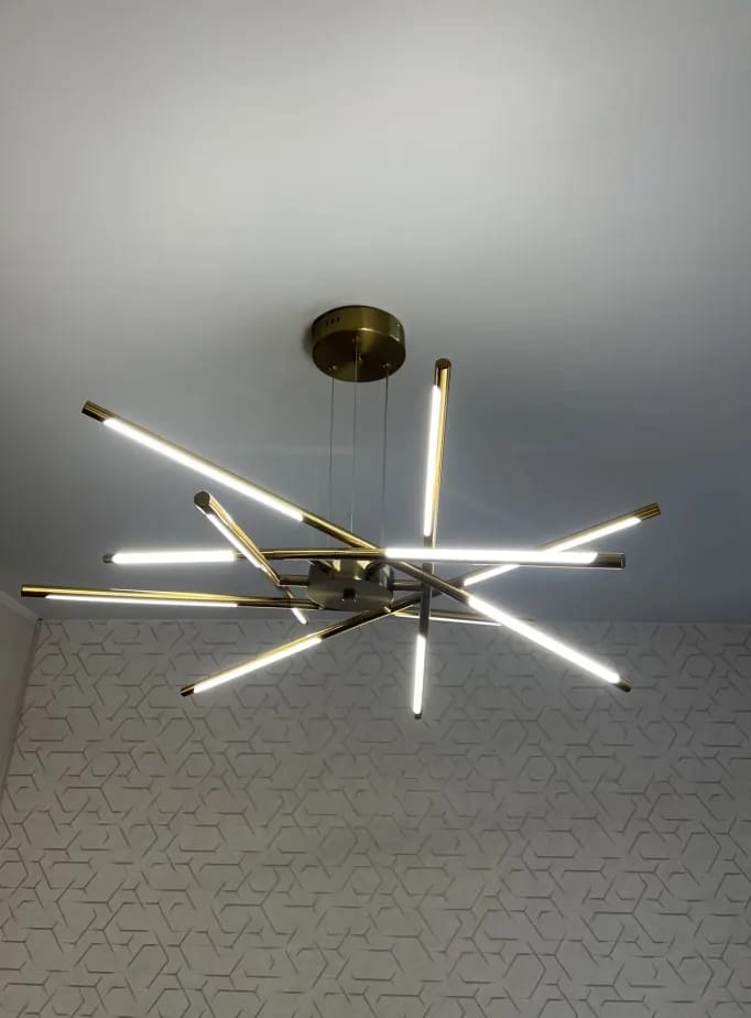 Customer photo review of Gold Chandelier, Starburst with Rotatable LED Heads, 80-100 cm
