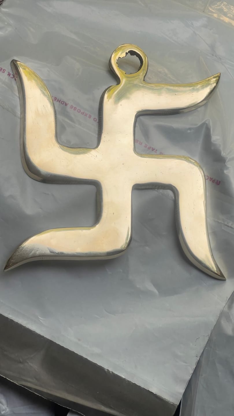 Customer photo review of Brass Swastik Wall Symbol | Vastu Remedy for Main Entrance & Auspicious Energy | 5 & 9 Inch