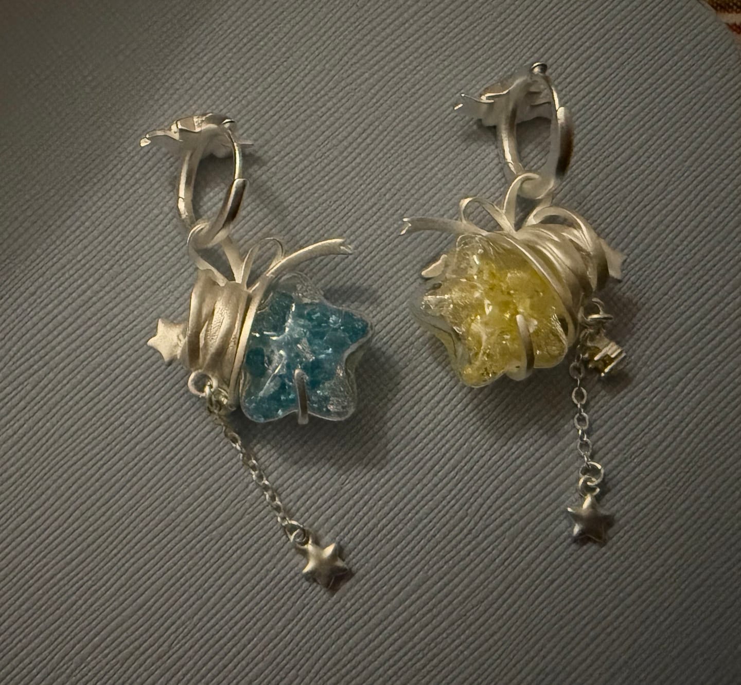 Customer photo review of "WISHING STAR" Platinum Plated Wishing Bottle Dangle Earrings