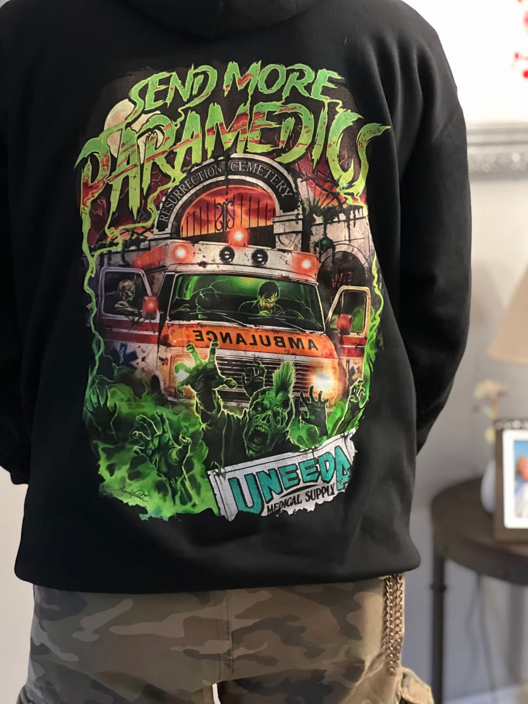 Customer photo review of Return Of The Living Dead Send More Paramedics Pullover Hoodie