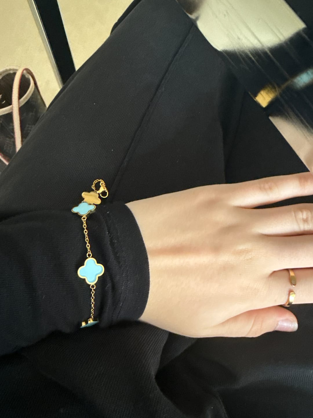Customer photo review of Baby Blue Clover Armband