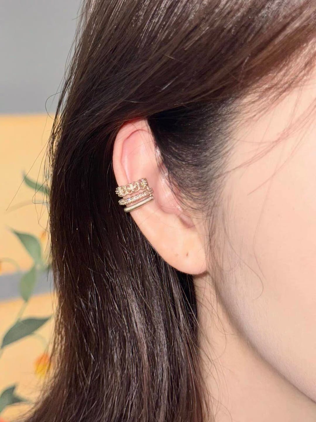 Customer photo review of "Bastet" 14K Gold Plated Vintage Iris Ear Cuffs, Statement Cartilage Earrings