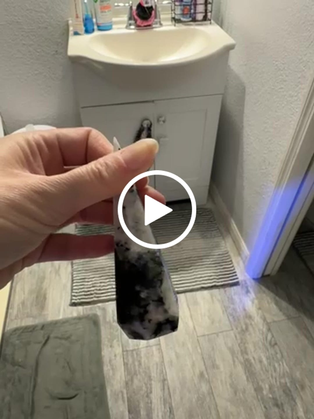 Customer video review of Unique,Natural Crystal Rainbow Moonstone Diamond Tower