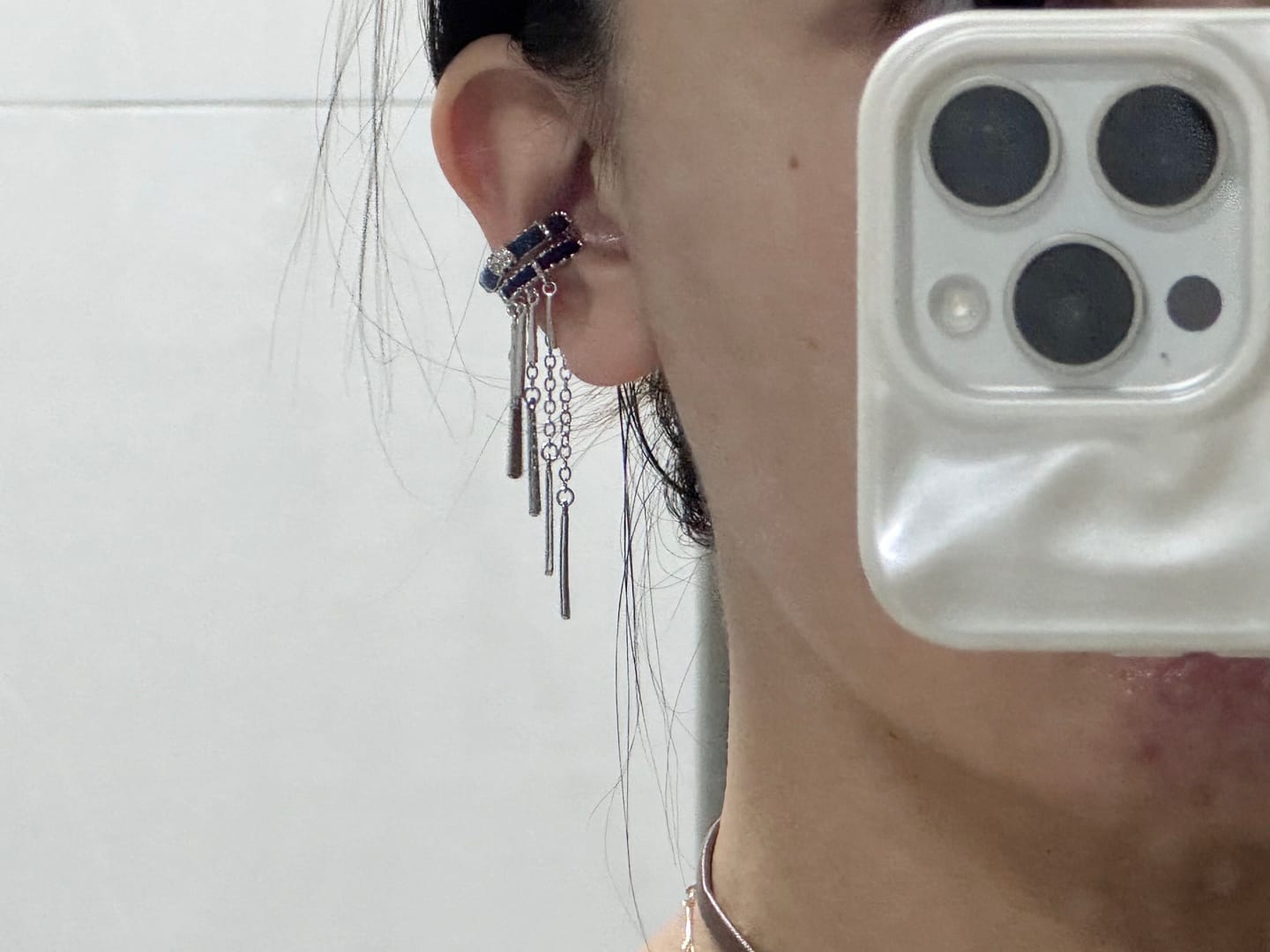 Customer photo review of "MIAO" Platinum Plated Miao Ethnic Tassel Ear Cuffs, Non-Pierced Dangle Earrings