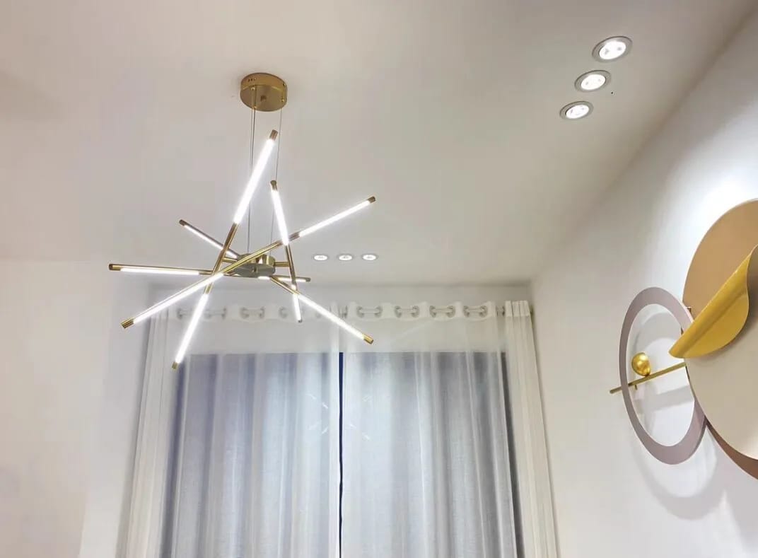 Customer photo review of Gold Chandelier, Starburst with Rotatable LED Heads, 80-100 cm
