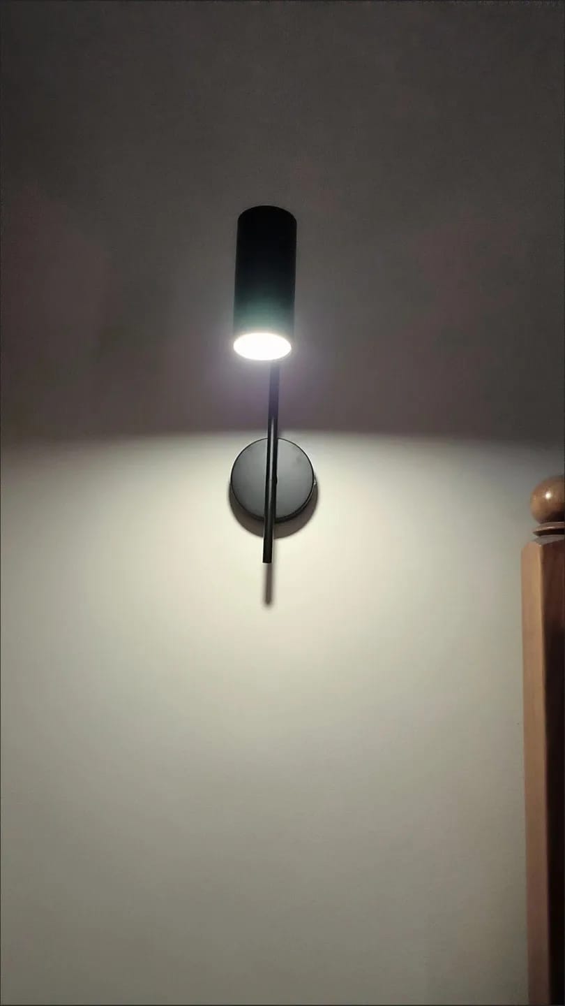 Customer photo review of Wall Light for Bedside, Black or Gold Curved Arm Reading Spot
