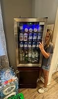 Customer photo review of Simzlife 4.5 Cu.ft Beverage Refrigerator and Cooler, 145 Can Mini fridge with Glass Door for Soda Beer Wine, Small Drink Dispenser with Digital Adjustable Thermostat for Home Office Bar