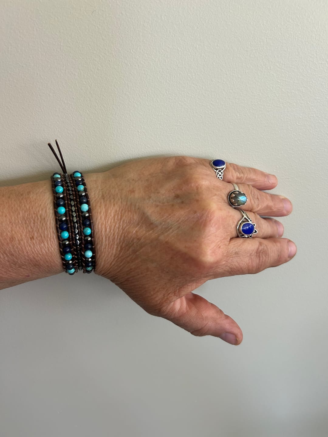 Customer photo review of Natural Hematite & Mixed Bead Wrap Bracelet
