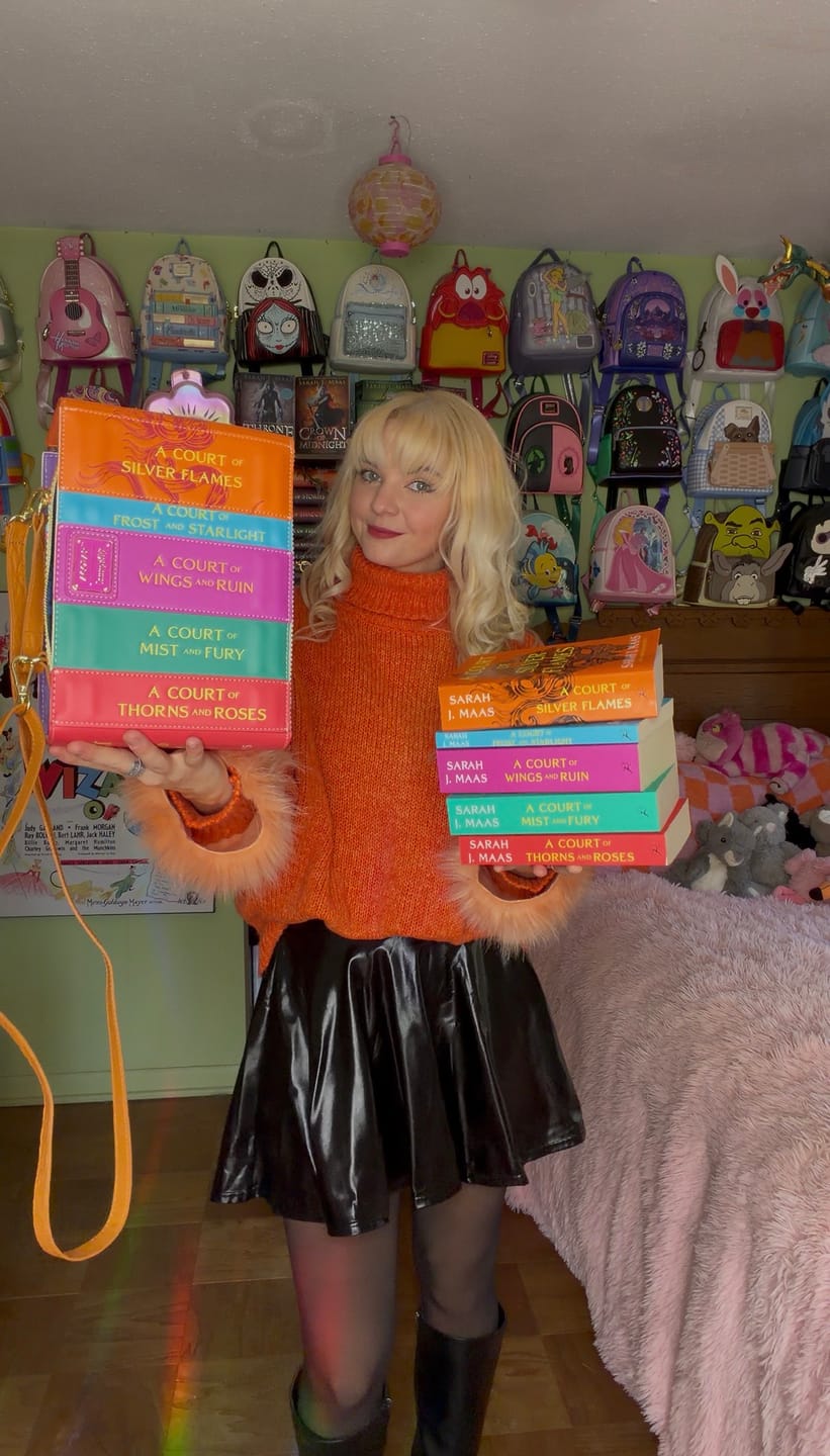 Customer photo review of Loungefly A Court of Thorns and Roses Book Series Figural Crossbody Bag