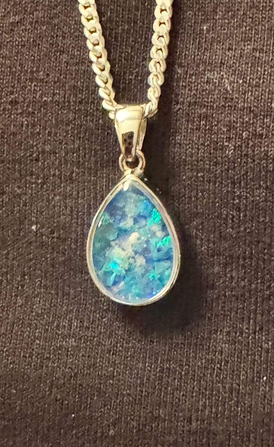 Customer photo review of Petite Pear Drop with Cremation Ashes