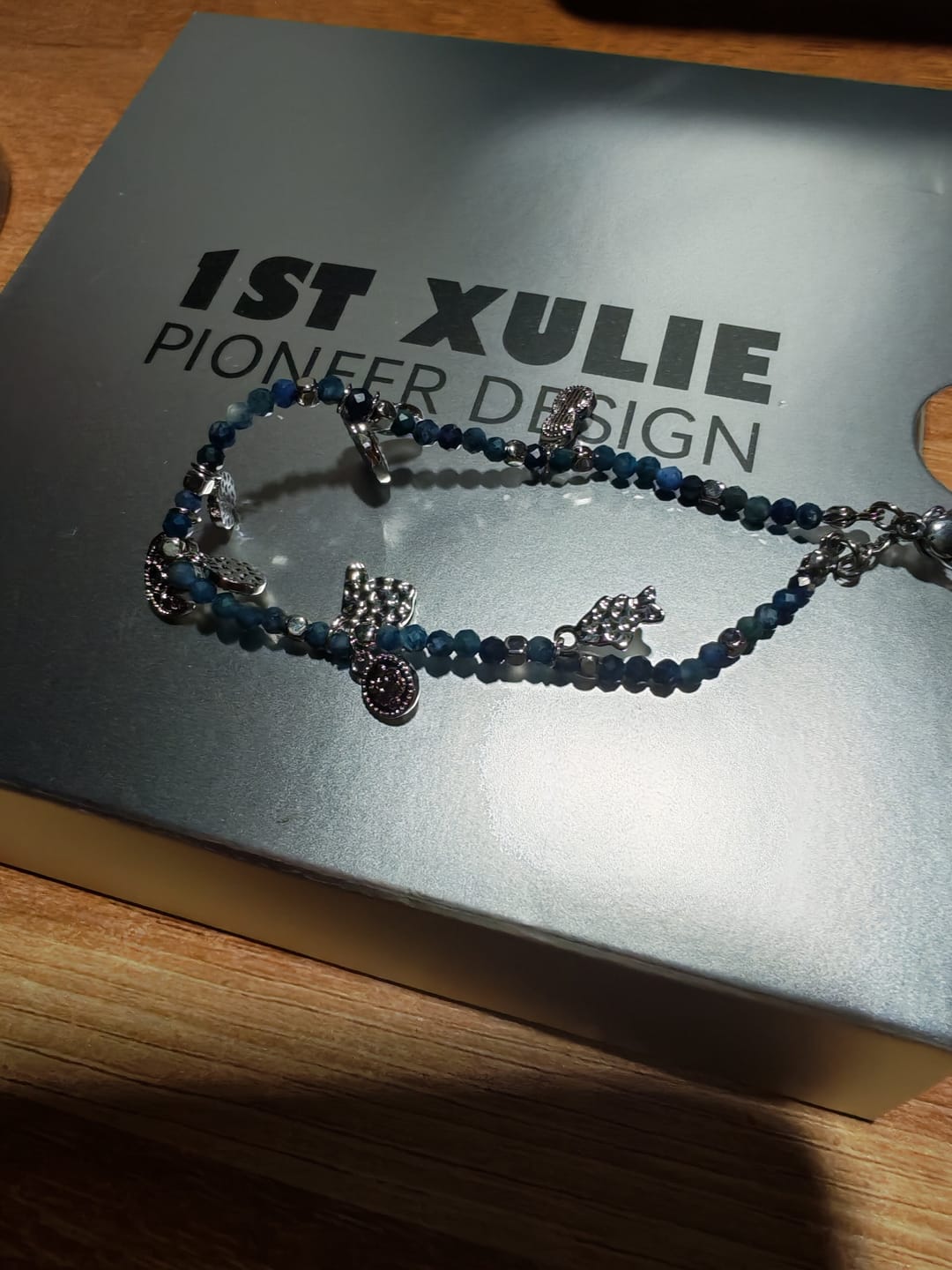 Customer photo review of "MIAO" 925 Sterling Silver Blue Beaded Charm Bracelet
