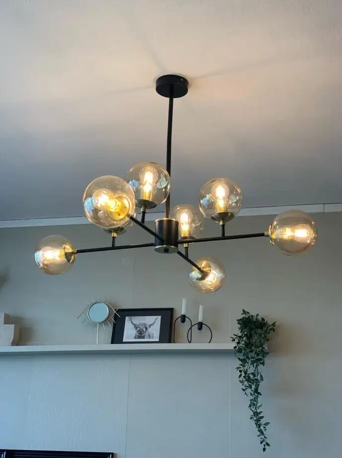 Customer photo review of Glass Chandelier, Iron Arms with Blown Glass Globes, 70–90 cm
